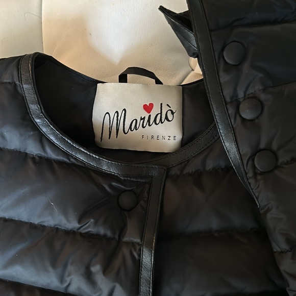 Italian Designer Marido Firenze Goose Puffer Coat Leather Trim - Picture 3 of 7